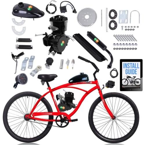 YUEWO 80cc 2-Stroke Upgrade Electric Bike Conversion Kit, DIY Petrol Gas Engine Bicycle Motor Kit Set for 24", 26" and 28" Bikes