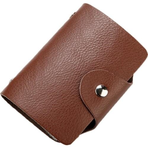 26 Slots Genuine Leather Business ID Credit Card Holder Case Unisex Bag Pouch
