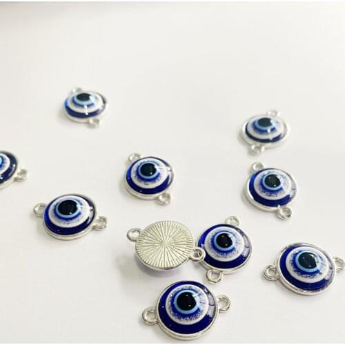 30Pcs/Lot Handmade Blue Resin Turkish Evil Eye Connector Greek Eye Charms Beads DIY Bracelet Accessories Jewelry Making Supplies