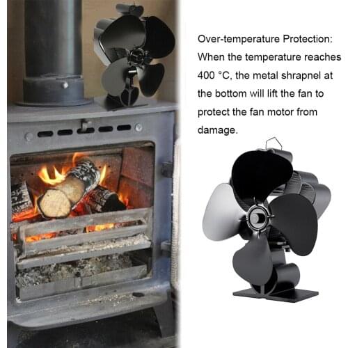 4 Blades Heat Powered Stove Fan Log Wood Burner Ecofan Quiet Black Home Fireplace Fan Efficient Heat Distribution attractive