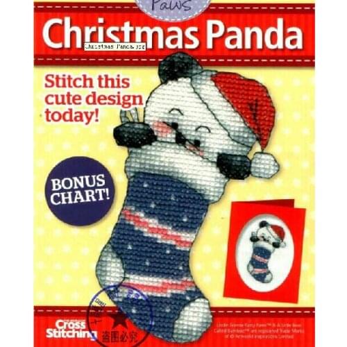 FREE Shipping DIY full set cross stitch card Christmas Panda, greeting card Christmas stocking