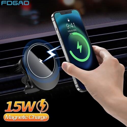 FDGAO 15W Magnetic Car Wireless Charger For iPhone 12 Mini Pro Max Qi Fast Charging Air Vent Phone Magnet Mount Holder Bracket