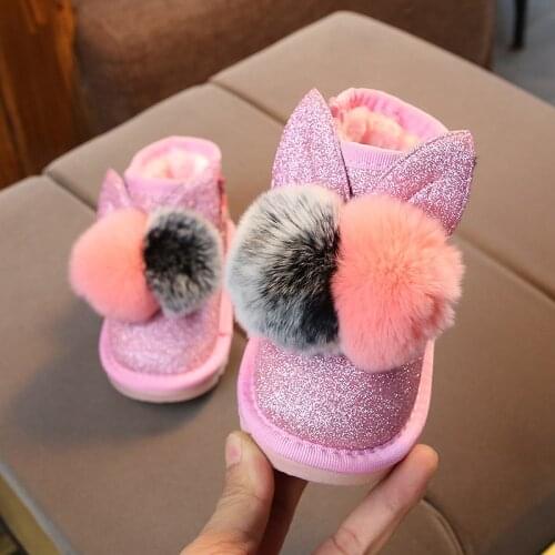 Children Snow Boots Winter Cotton Shoes For Kids Girls Soft Sole Plush Warm Casual Shoes Boys Flat Winter Boots 1 2 3 Years Old