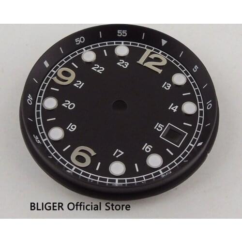 33MM Black Sterile Dial Luminous Marks Date Window Watch Dial Fit for ETA 2824 2836 MIYOTA 8215 8205 Movement D112