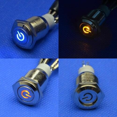 DYKB 19mm DC 12V Push Power Button Angel Eye Led Metal Switch Latching 5A Push ON OR Off FOR Auto CAR Lock