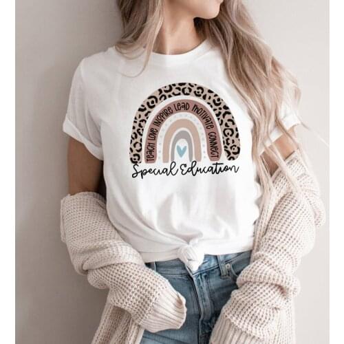 Special Education Teacher Shirt Leopard Rainbow Special Ed Tshirt Gift for Special Education Tee Boho Rainbow T-shirt Tees Tops