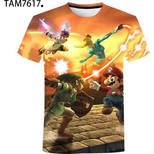 Latest Harajuku Classic games Super Mario child Boys and girls t shirt Super Smash Bros 3D t-shirt hip hop tshirt streetwear