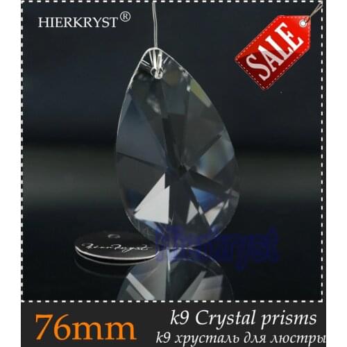 HIERKYST 1 pc K9 Glass Crystal Prisms Pendants Chandeliers Parts Lustres Rainbow Lamp Lighting Hang Drops 76mm 3" #2238-3
