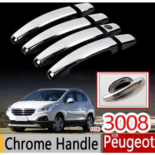 Chrome Door Handle Cover Trim Set for Peugeot 3008 mk1 2008~2016 Accessories Stickers 2009 2010 2011 2012 2013 2014 2015 2016
