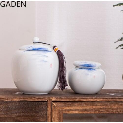 Ceramic White Tea Cans Household Sealed Cans Retro Moisture-proof Storage Box Living Room Coffee Table Decoration Ornaments