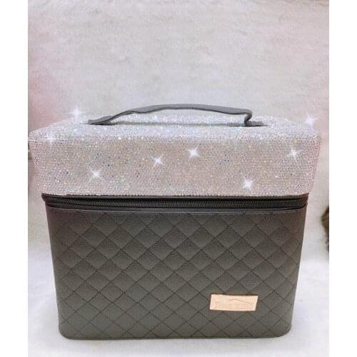 Cosmetics Rhinestone Portable Jewelry Box Necklace Ring Storage Case Crystal Household Multifunction With Mirror Women Gifts