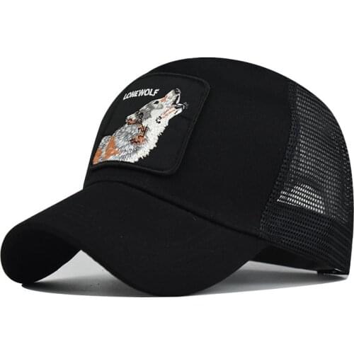 Fashion Baseball Cap With Wolf Patch Outdoor Breathable Mesh Visor Caps Men Snapback Hip Hop Baseball Hat For Women Visor Hats