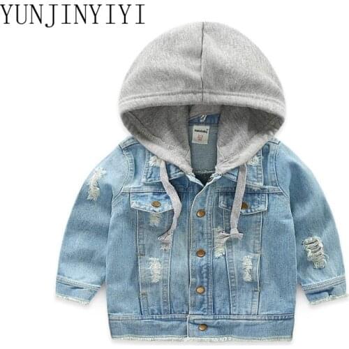 New childrens denim jacket boy jacket clothing fashion childrens cardigan childrens jacket denim hooded shirt