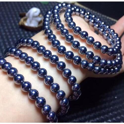 Newly Natural Terahertz Wave Gems Stone Round Beads Healing Bracelet 8mm Fashion Women Stone Men Terahertz Bracelet