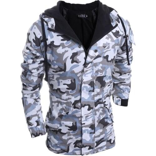New Autumn Winter Cotton-Padded Camouflage Parkas Men Military Medium-Long Parkas