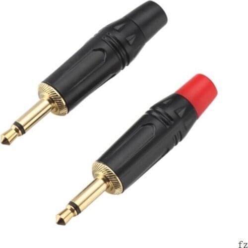 50 pairs OD 10mm Microphone plug Adapter Audio Connector 3.5mm Stereo Male Plug Assembly Speaker Plug Black&Red