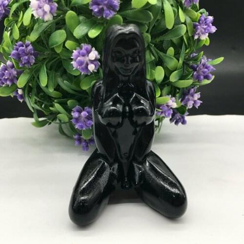 Natural obsidian Quartz Carved Crystal Goddess Skull Totem Reiki Healing