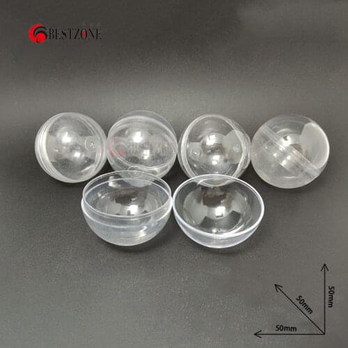 Free shipping 50mm plastic capsule ball all clear or transparent parts