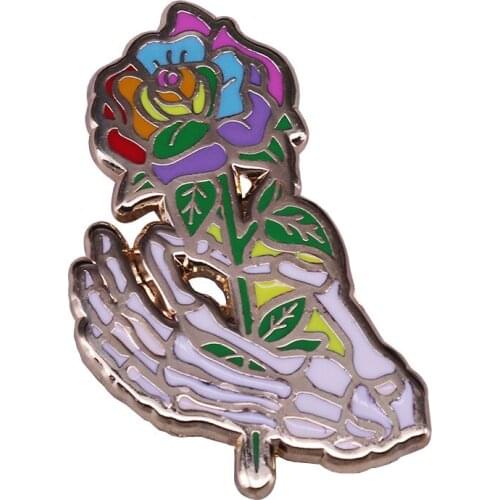 Plant Flowers Rainbow Hard Enamel Pins Brooches Women Men Lapel Badges Backpack Collar Fashion Jewelry Gifts For Kids Friend