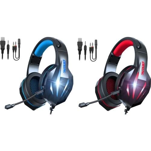 Stereo Wired LED Light Over-Ear Gaming Headset Noise Cancelling with Mic for PS4 for X box One PC Tablet Games Smartphones