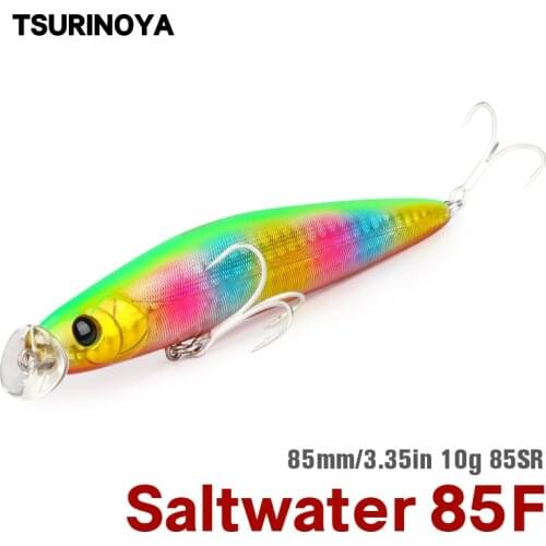 TSURINOYA 85SR Sea Fishing Lure Floating Minnow DW80 85mm 10g Hunter Jerkbait Hard Baits Seabass Pike Saltwater Pencil Wobbler