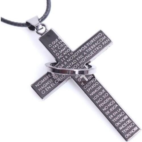 UBEAUTY Fashion Prayer Christian Jewelry Alloy Laser Cross Pendant Necklace For Women Men