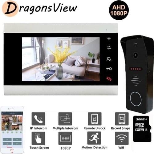 DragonsView Video Door Phone Wifi Smart Intercom 1080P Doorbell Camera 7 Inch Monitor with Motion Detect Support TUYA System