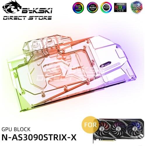 Bykski A-RGB GPU Water Block Full Coverage For ASUS STRIX RTX3090 ASUS STRIX RTX3080 VGA Cooler Water Cooling N-AS3090STRIX-X
