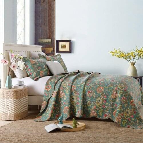 CHAUSUB Quality Washed Cotton Quilt Set 3PC Summer Quilts Quilted Bedspread Bed Cover Sheets Pillowcase King Size Coverlet Set