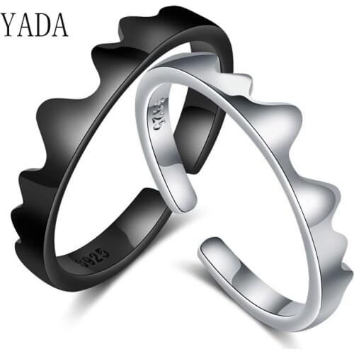 YADA Simple Thin Line Curve Wave Wild Smooth Rings for Men&women Lovers Couples Ring Wedding Jewelry Silver color Ring RG200037