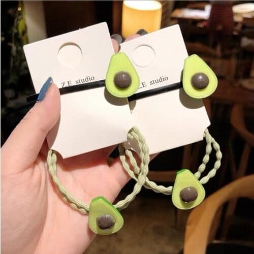 Hair clips for hair avocado Hair Rope Cute Kawaii Side Clip Ins Fruit Ponytail For Women Girls Hair Accessories Fash