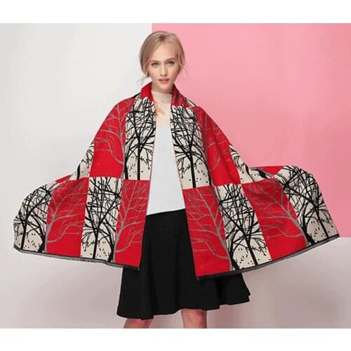 Euramerican Style Women Cashmere Pashmina Shawls Scarves Thicken Warm Wrap Bear Printing Winter Woman Scarf Thick Blanket