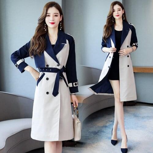 2020 Spring Autumn Harajuku Long Trench Coats for Women Double-Breasted Coat Casual Overcoat Office Lady Loose Windbreaker b77