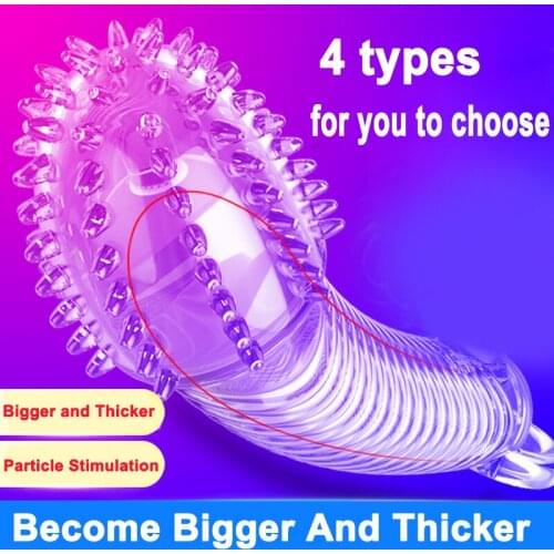 Reusable Cock Ring Penis Sleeves G Point Stimulation Delay Ejaculation Condoms Sex Toys for Men