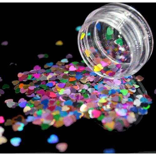 1Box Colours Color Sequins Acrylic Powder Crystal Polymer Nail Art Tips Builder False Tips Nails Art Builder Nail Heart Shape