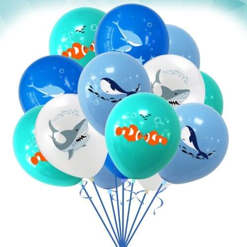 1Set of 16Pcs 12-inch Shark Whale Dolphin Nemo Latex Balloon Set Marine Themed Birthday Party Decor