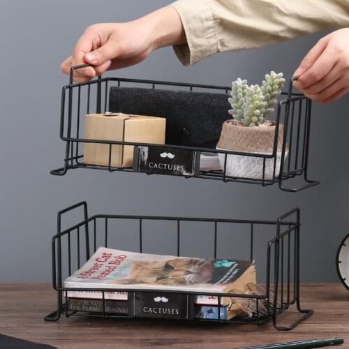 1Pc Simple Iron Storage Basket Tableware Sundries Organizer Desktop Cosmetics Holder Home Decor