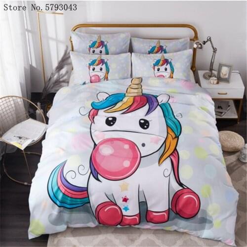 2/3 Pieces Colorful Unicorn Bedding Set For Bedroom Duvet Cover Animals Cartoon Bed Quilt Cover Single Queen King Bed Cover Set