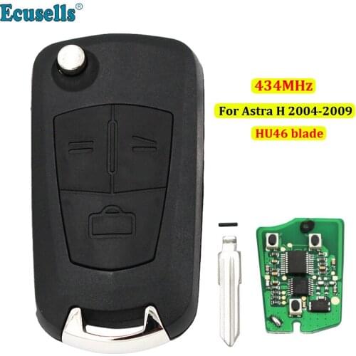 2 Button Remote Key Fob 434Mhz for Opel Vauxhall Astra H 2004 -2009 without chip uncut HU46 Blade