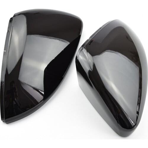2 Pieces For Vw Golf 7 Mk7 7.5 Gtd R Gti Touran L E-Golf Side Wing Mirror Cover Caps Bright Black Rearview Mirror Case Cover 201