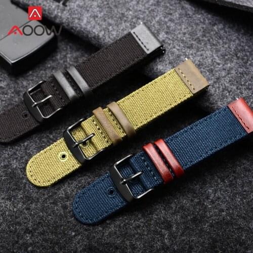 20mm Genuine Leather Nylon Sport Strap Durable Canvas Quick release Men Replacement Bracelet Watch Band for TIMEX TW4B14200