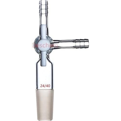 24/40,3-Way,PTFE Stopcock,Glass Flow Control Adapter,Lab Glassware