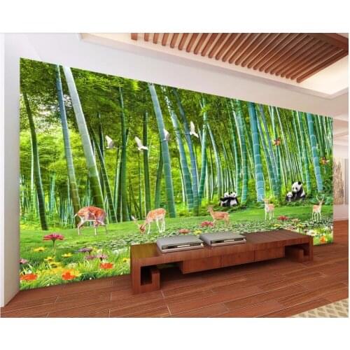 Custom photo 3d wallpaper Bamboo grove national treasure panda small deer background wall 3d wall murals wallpaper for wall 3 d