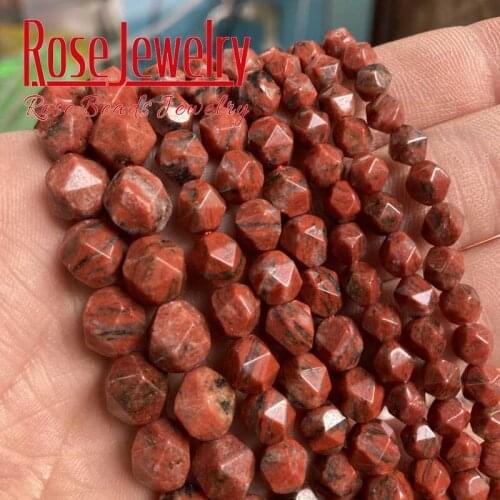 Natural Faceted Sesame Red Jaspers Beads Faceted Round Beads For Jewelry Making DIY Bracelet Wholesale 15'strand 6/8/10mm