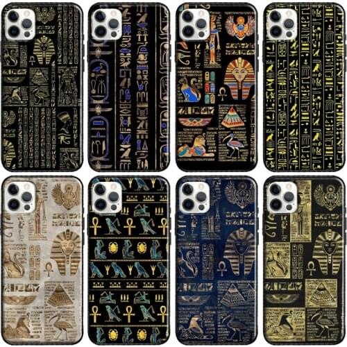 Ancient Egyptian Hieroglyphic Case For iPhone 12 Pro Max 12 Mini X XR XS Max 11 Pro Max 7 8 Plus SE 2020 Phone Cover