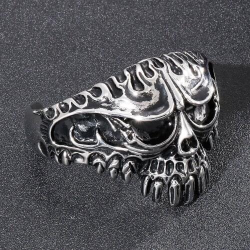 Man Jewelry Store Titanium Steel Big Punk Bangle For Men Skeletons Skull Head Bracelet Jewelry For Man