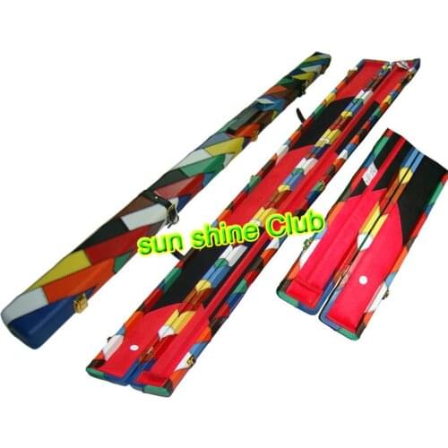 Colorful 60" 2 Compartments Wooden and PU Leather Billiard Snooker Cue Case Hold 2pcs 1pc Snooker Cue Or 2pcs 3/4 snooker cues