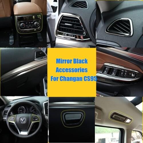 Car Interior Modification Cover Stainless steel Mirror Black Trim For Changan CS95 2017-2021 Car Styling Accessories
