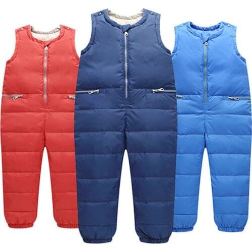 Kids Down Pants Autumn Winter Jumpsuits Toddler Overalls Kids Casual Thicken Warm Rompers For Baby Boys Girls 1-6 Years Trousers