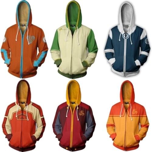 Avatar The Last Airbender Hoodie Aang Cosplay Costume 3D Printed Casual Zipper Men Hooded Hoodie Autumn Sportswear